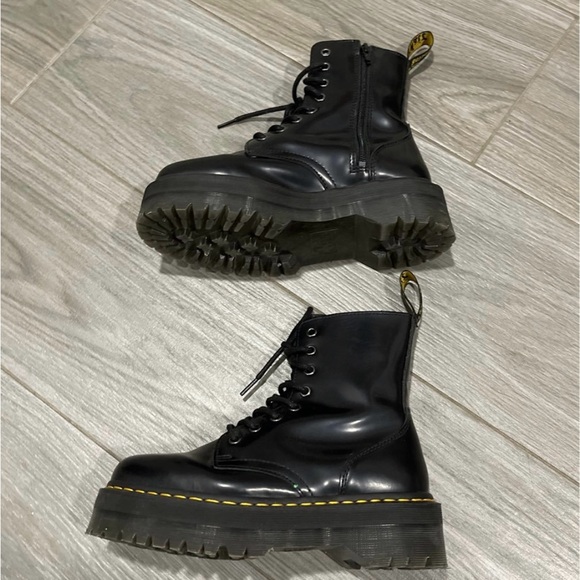 Dr. Martens Black Leather Jadon Combat Boots - Picture 7 of 9